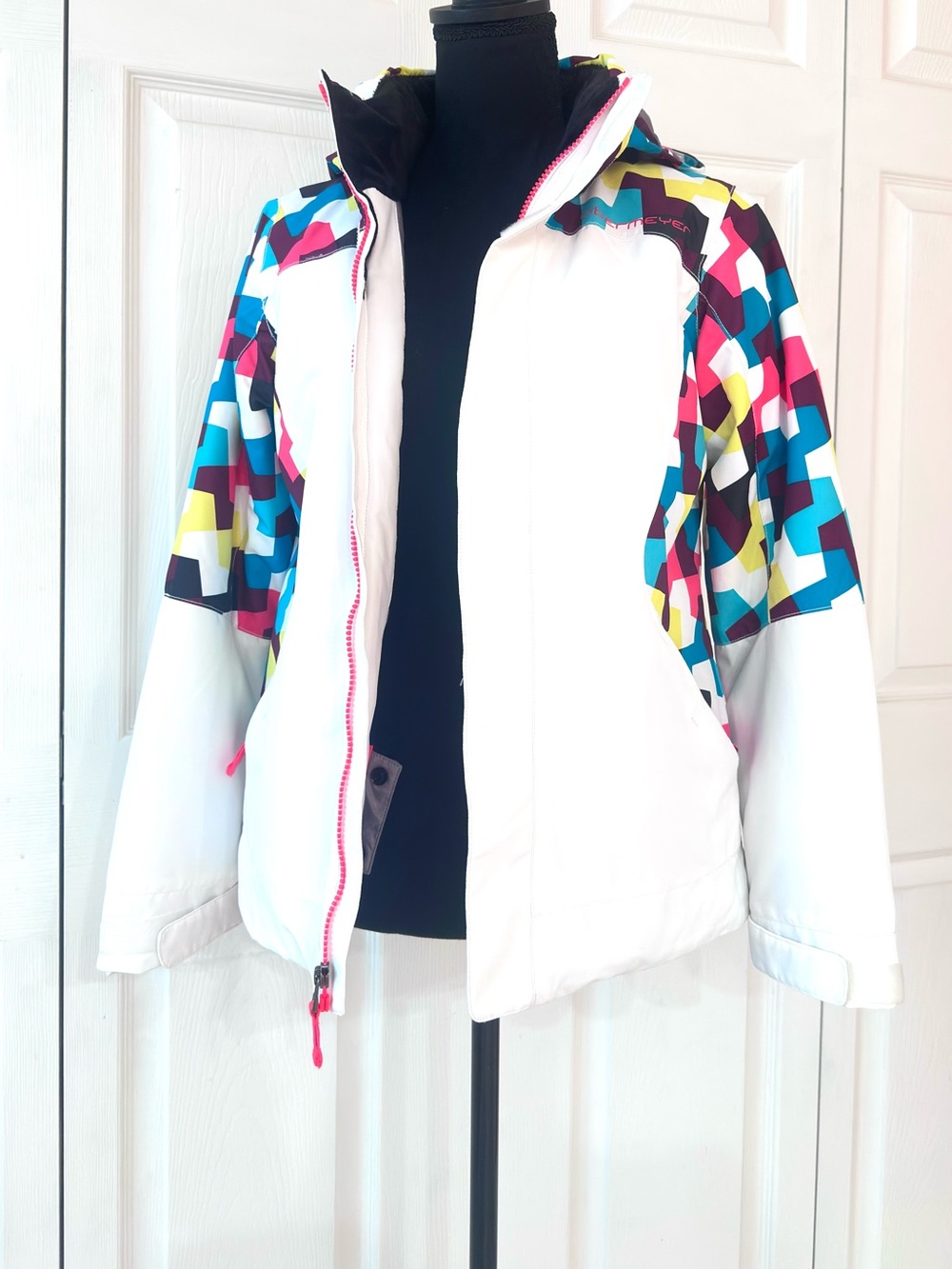 OBERMEYER ~ Women’s White and Color-Block Ski/Snow Jacket size L